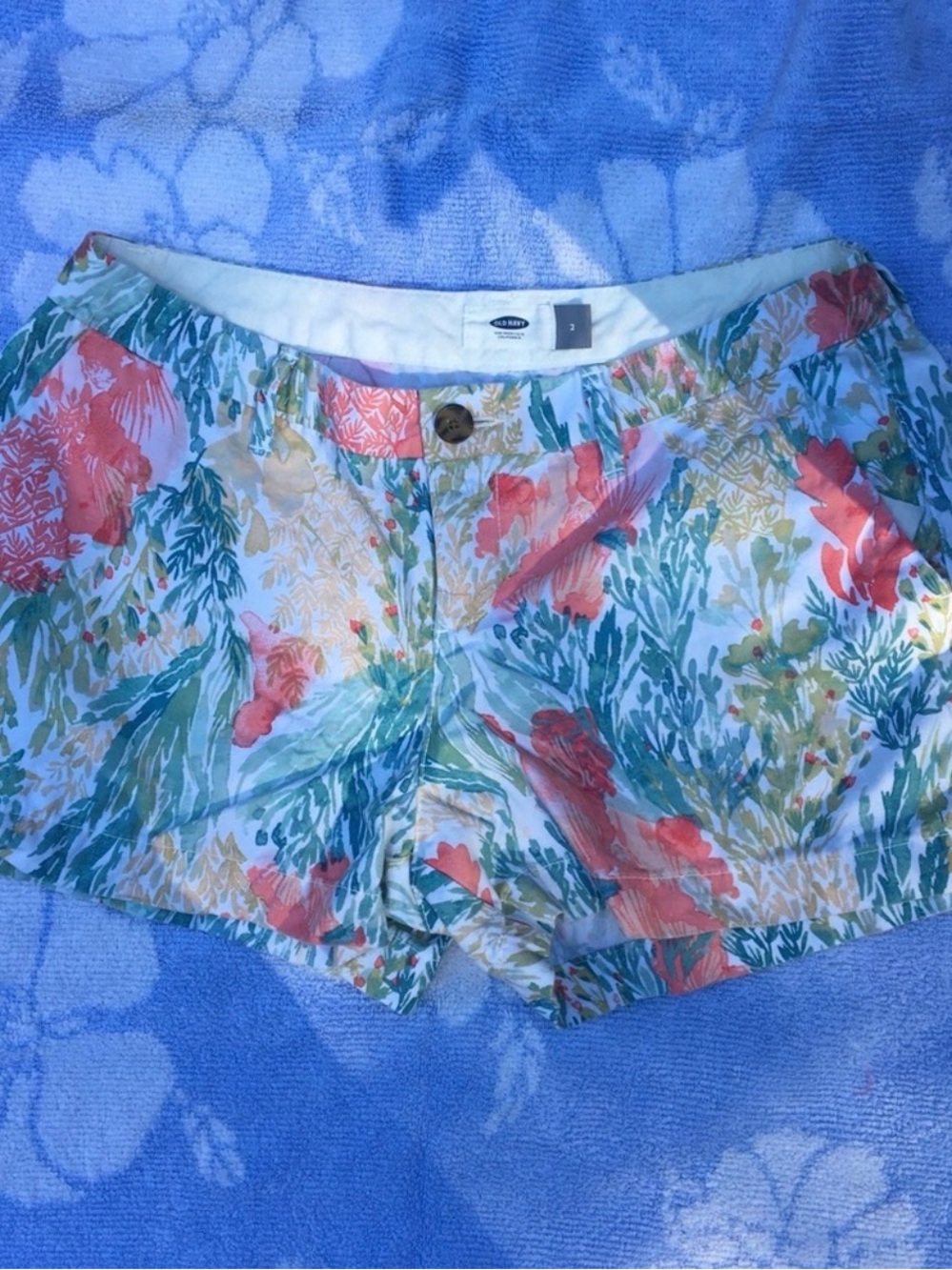 Old Navy Coral, Teal & Yellow Floral Shorts